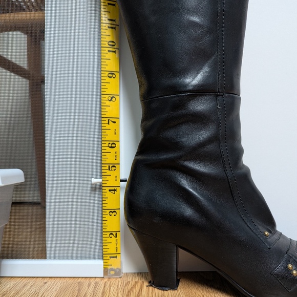 Miz Mooz Journey Black Leather Tall Boots 8.5 – Vintage – Heel Caps Worn - Picture 12 of 13